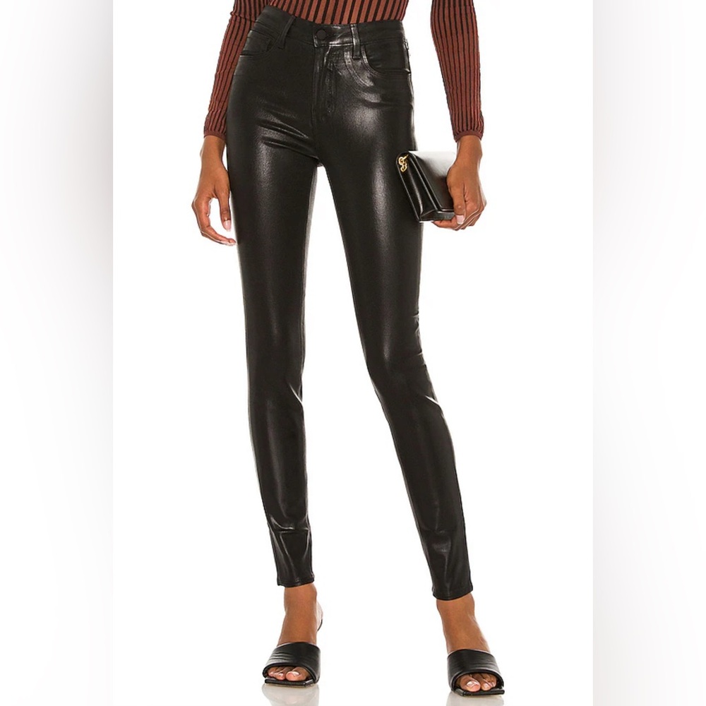 L’AGENCE Marguerite High Rise Coated Skinny Jean Black